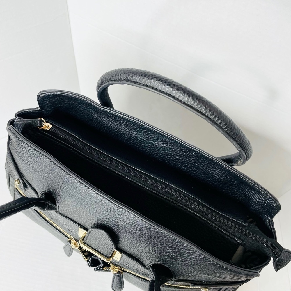 JUSTFAB Legacy Black Faux Leather Handbag Tote - Picture 5 of 12
